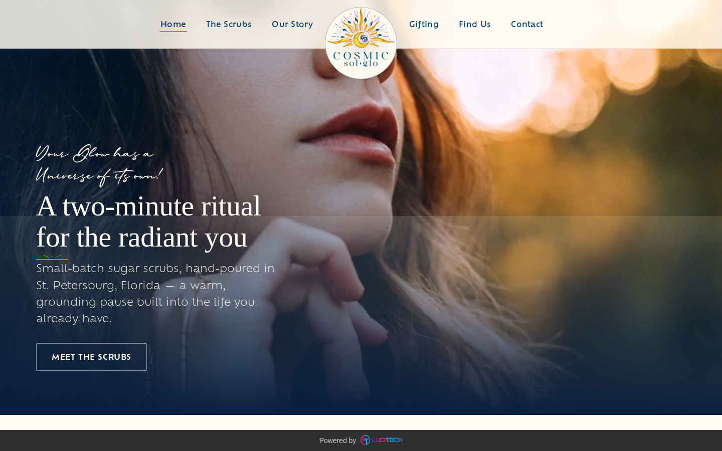 Screenshot of the Cosmic Sol Glo website built by Lucitech