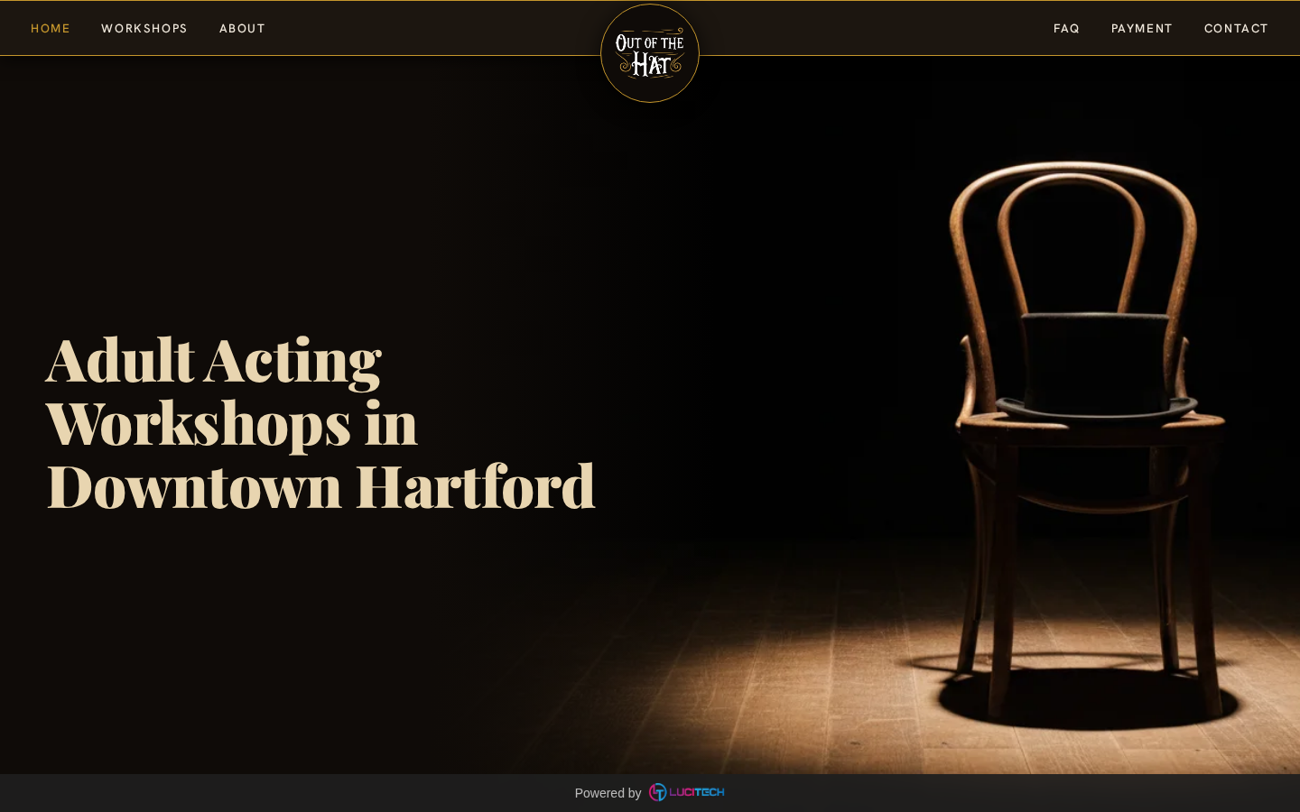 Screenshot of the Out of the Hat website built by Lucitech